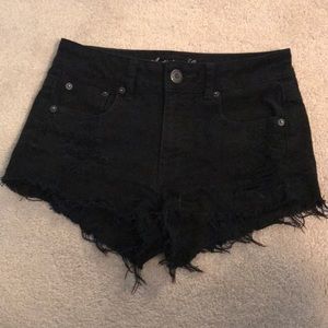 Distressed Black Jean Shorts